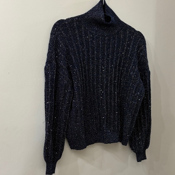 Molly Bracken Sparkling blue Turtleneck Sweater - size XS - ribbed - Picture 1 of 5